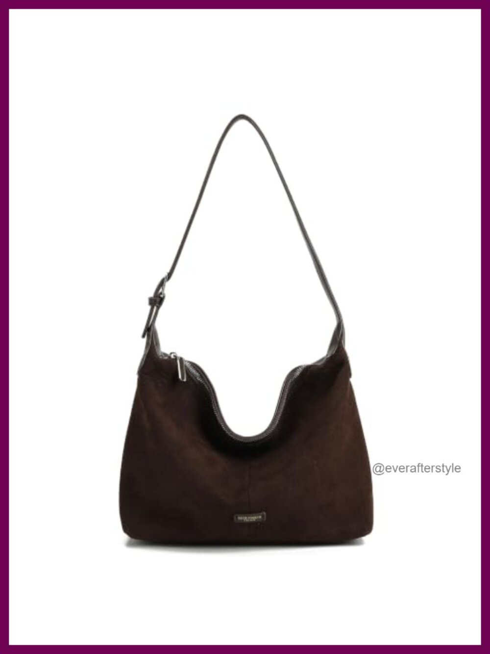 Faux Suede Slouchy Hobo Bag Adjustable Shoulder Crossbody Purse